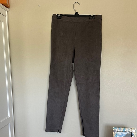 T Tahari Pants - T Tahari gray Suede Pants large
